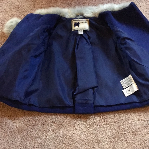 Janie and Jack Blue Fur Collar Coat Jacket 6-12 mo - Picture 3 of 4